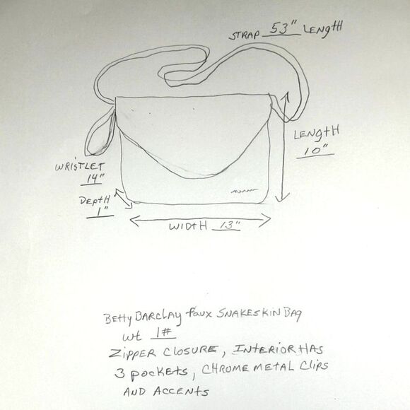 Betty Barclay Faux Snake Skin Crossbody Bag with Wristlet Handle Pink Tan Green - Picture 4 of 13